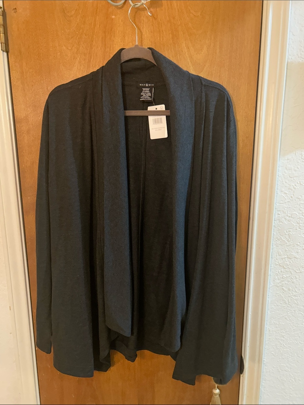 Max & Mia New York Black Open Drape Front Cardigan. Soft! NWT XXL Charcoal color